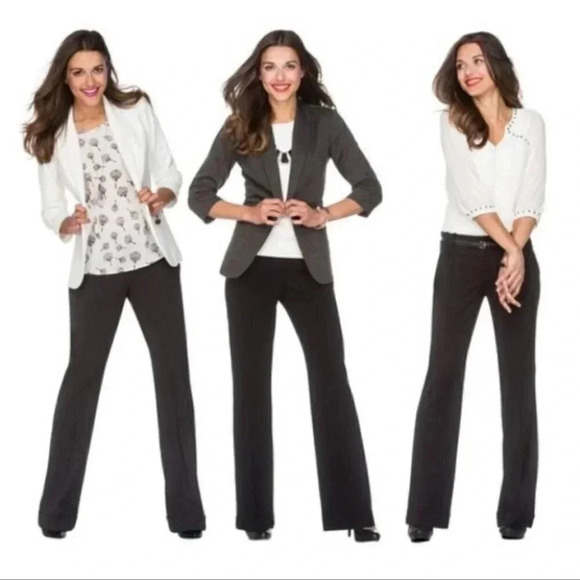 Ricki’s Black Trousers Flare Leg Relaxed Fit Dress Pants Mid  Rise Size 2 - Picture 2 of 16